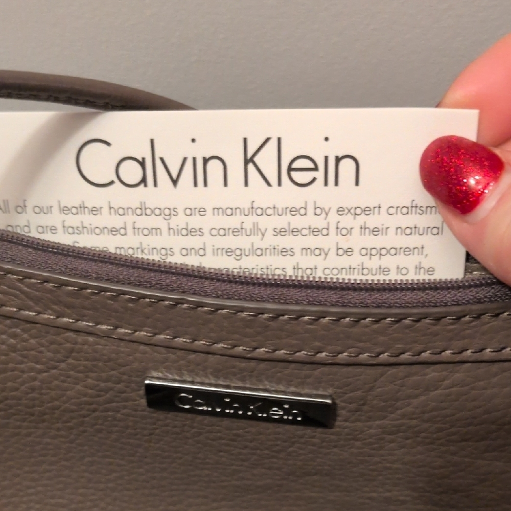 Calvin Klein Gray Leather Wristlet Nwt - Picture 8 of 13